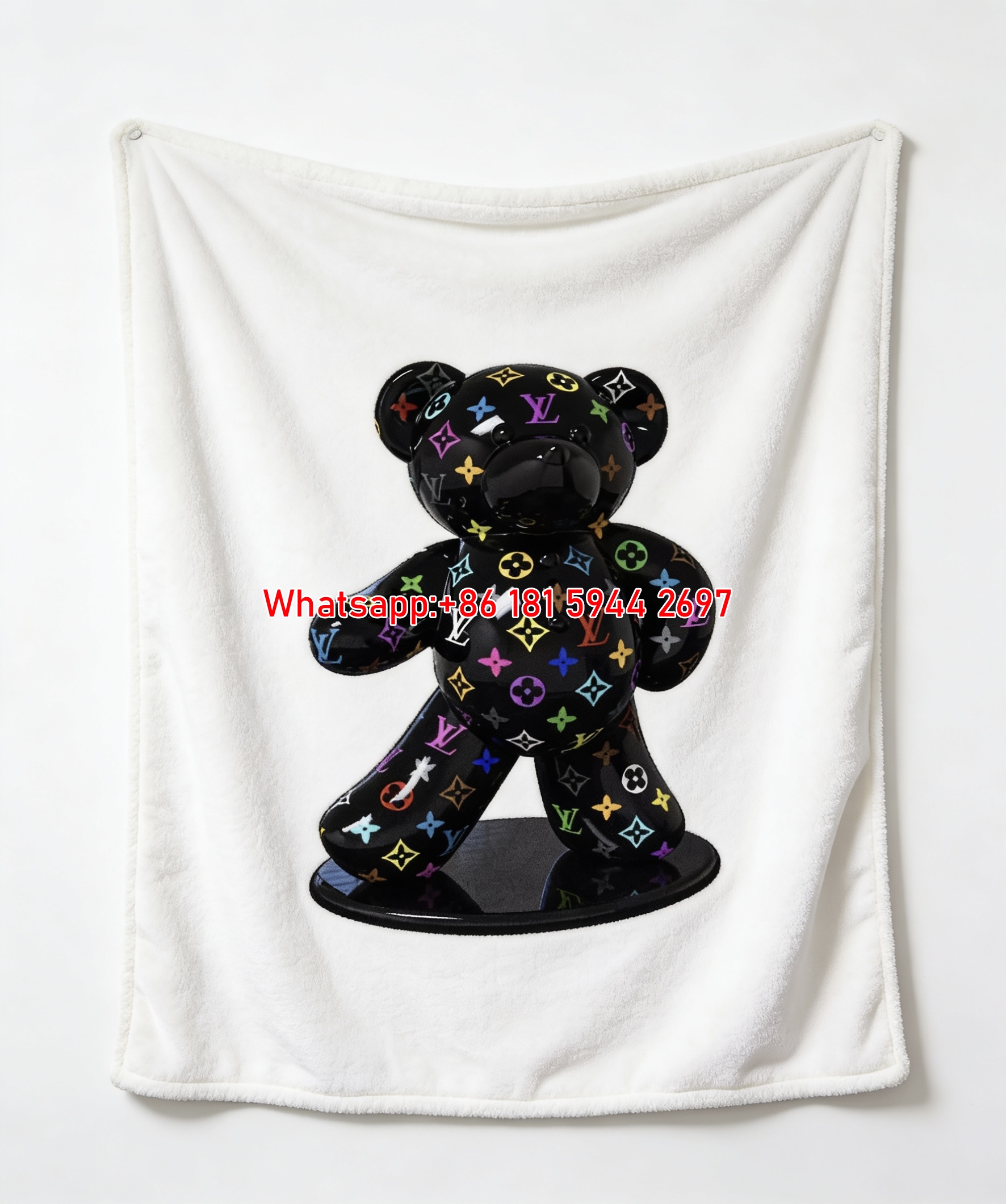 LV Monogram Teddy Blanket Colorful LV Bear Throw 202